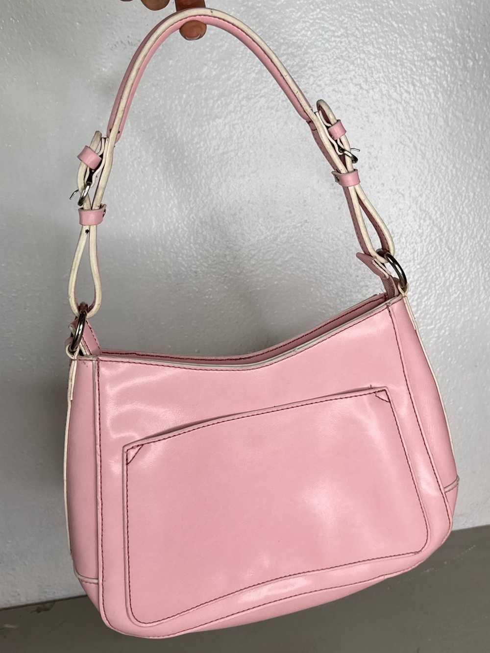 Apt. 9 Vintage Barbie Pink Shoulder Faux Leather Bag with Cream Trim